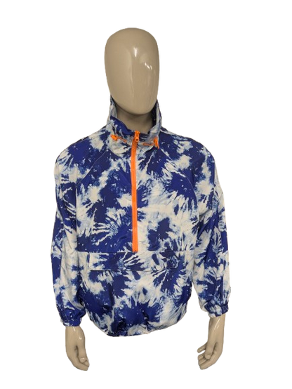 New Look vintage wind jack. Blauw Witte print. Maat 2XL / XXL.