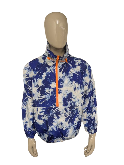 New Look vintage wind jack. Blauw Witte print. Maat 2XL / XXL.