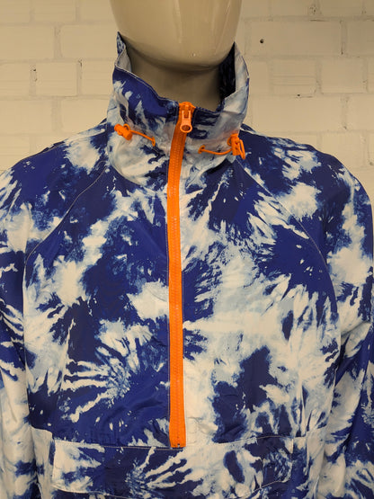 New Look vintage wind jack. Blauw Witte print. Maat 2XL / XXL.