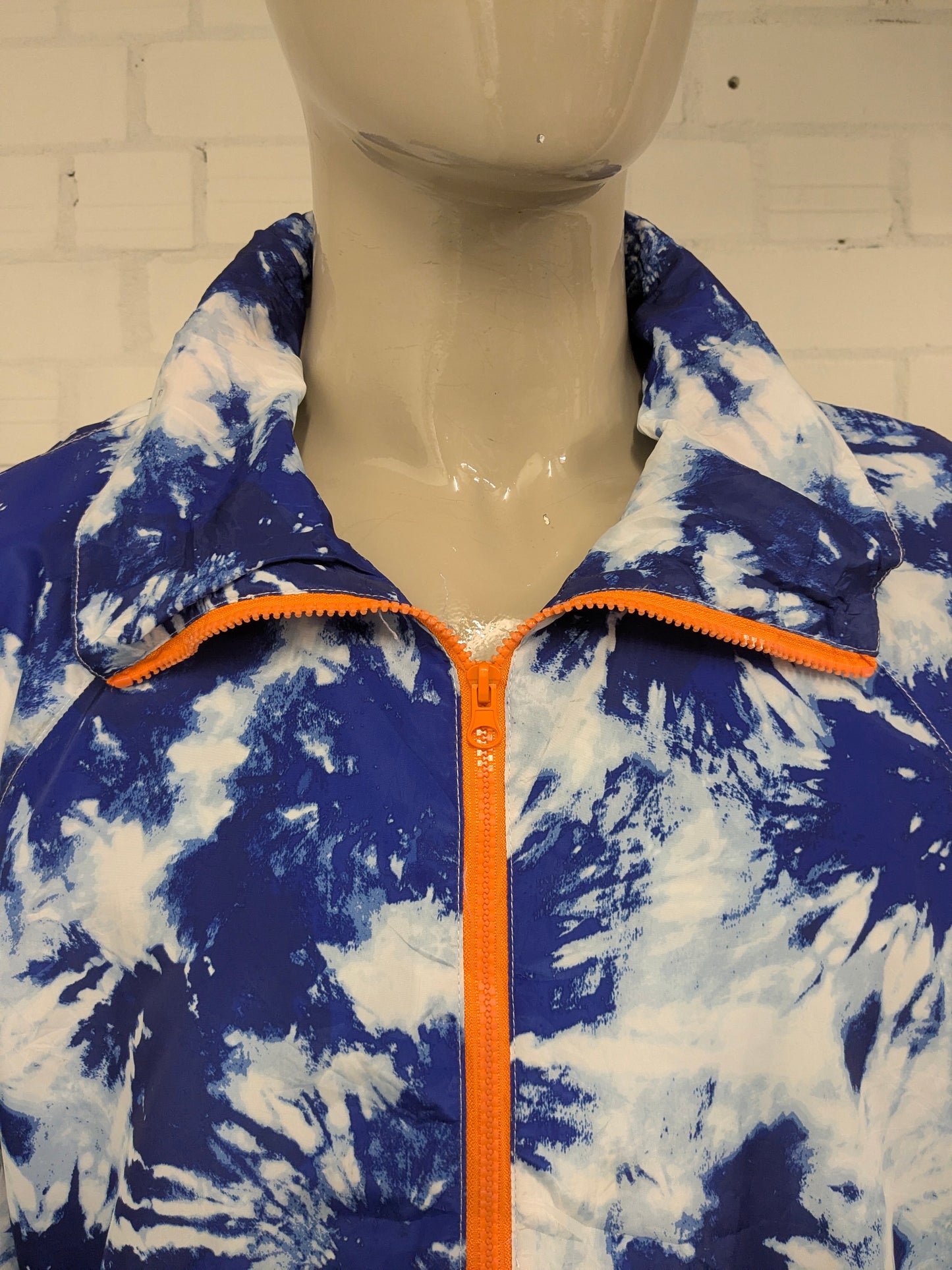 New Look vintage wind jack. Blauw Witte print. Maat 2XL / XXL.