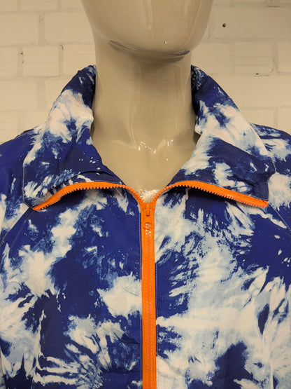 New Look vintage wind jack. Blauw Witte print. Maat 2XL / XXL.