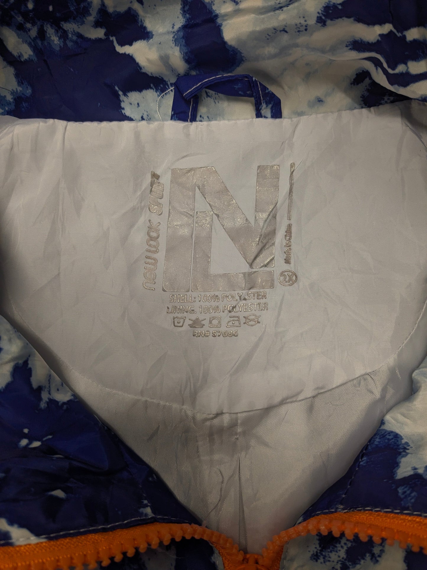 New Look vintage wind jack. Blauw Witte print. Maat 2XL / XXL.