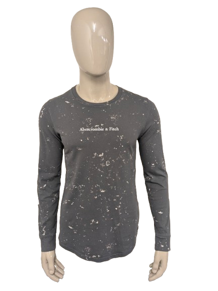 Abercrombie & Fitch longsleeve. Grijs Wit motief. Maat S.