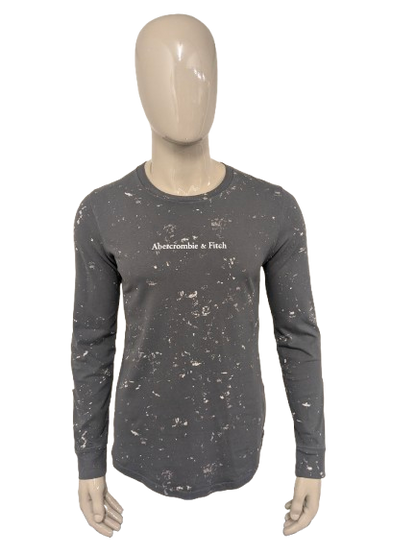Abercrombie & Fitch longsleeve. Grijs Wit motief. Maat S.