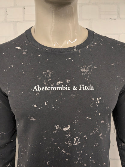 Abercrombie & Fitch longsleeve. Grijs Wit motief. Maat S.