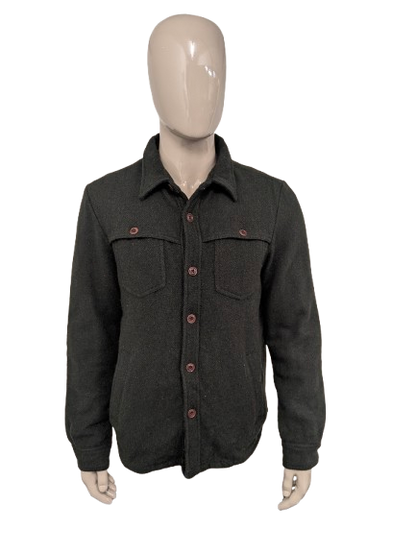 Scotch & Soda licht gevoerde tussen jas met knopen. Groen motief. Maat L.