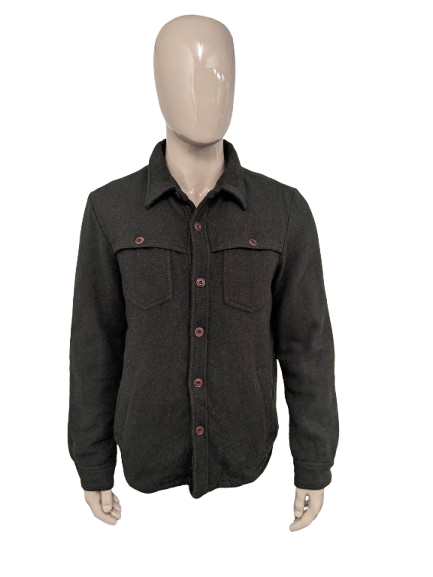 Scotch & Soda licht gevoerde tussen jas met knopen. Groen motief. Maat L.