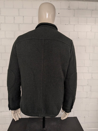 Scotch & Soda licht gevoerde tussen jas met knopen. Groen motief. Maat L.