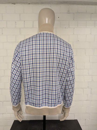 Ted Baker dubbelzijdig!! zomer jack. Beige / Blauw Wit geblokt motief. Maat L.