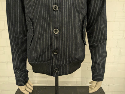 Scotch & Soda tussen jas met dubbele rits. Zwart Wit gestreept. Maat L.