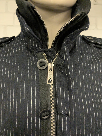 Scotch & Soda tussen jas met dubbele rits. Zwart Wit gestreept. Maat L.