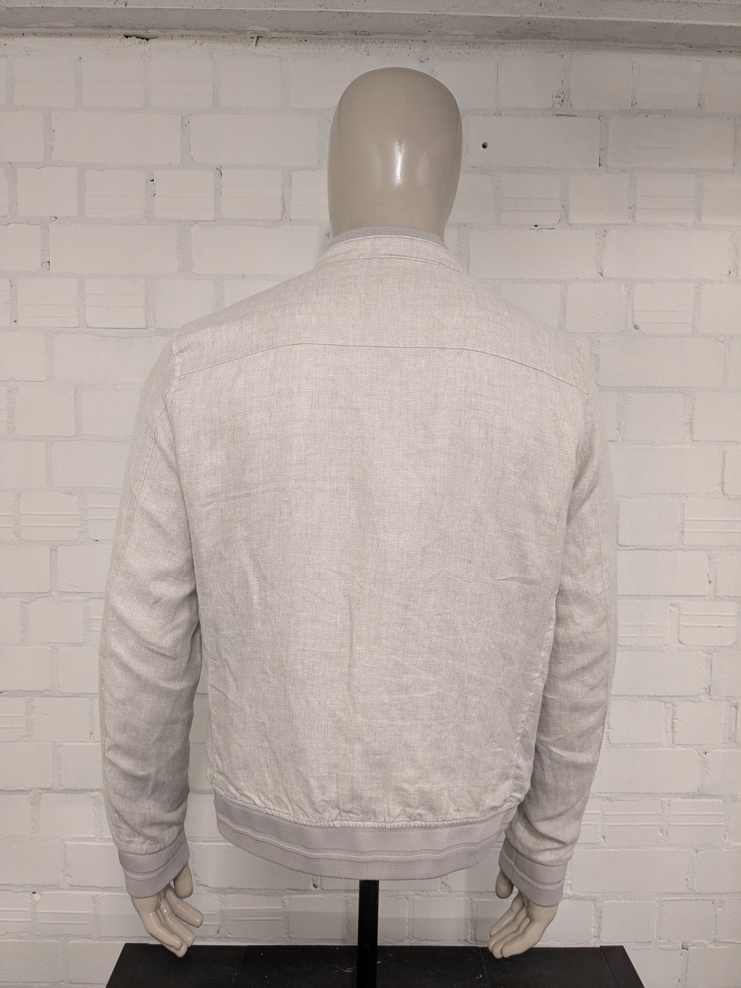 Zara Man Linnen zomer jack. Beige motief. Maat XL.