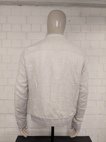 Zara Man Linnen zomer jack. Beige motief. Maat XL.