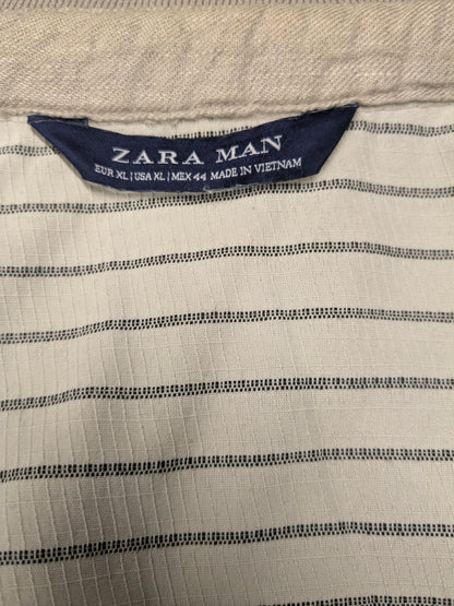 Zara Man Linnen zomer jack. Beige motief. Maat XL.