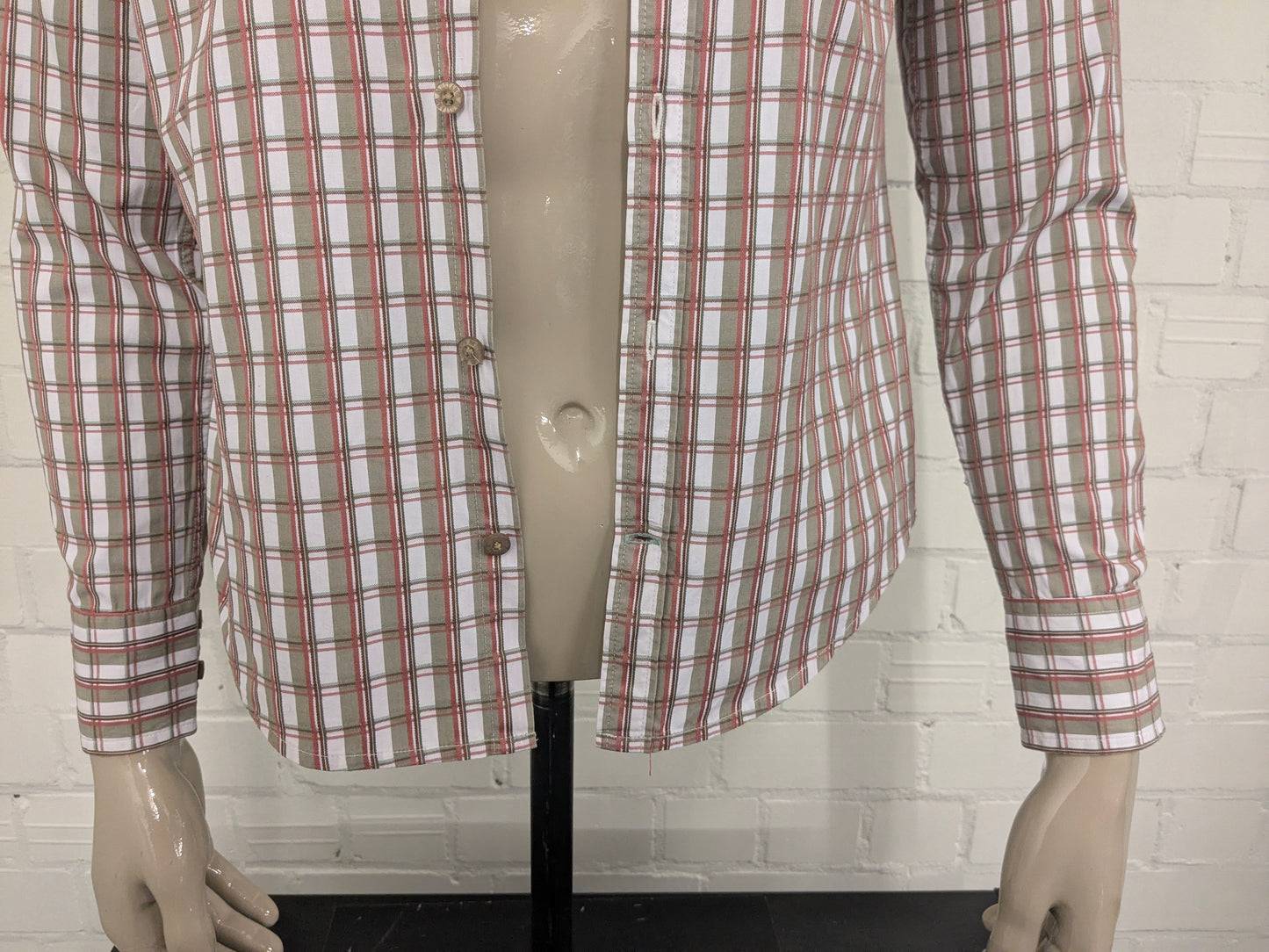 Vintage Mustang overhemd. Groen Wit Rood geruit. Maat M.