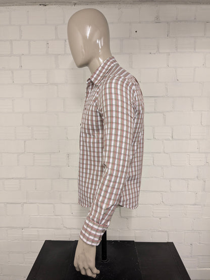 Vintage Mustang overhemd. Groen Wit Rood geruit. Maat M.