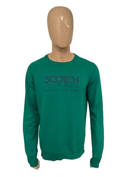 Scotch & Soda trui. Groen met opdruk. Maat L.