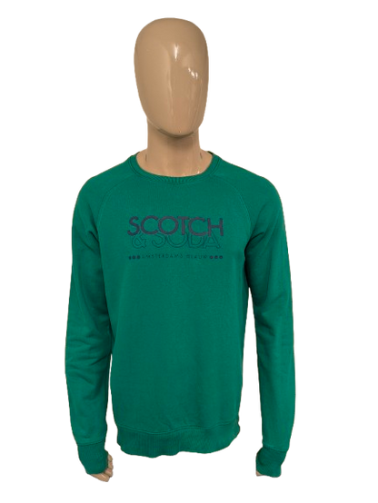 Scotch & Soda trui. Groen met opdruk. Maat L.