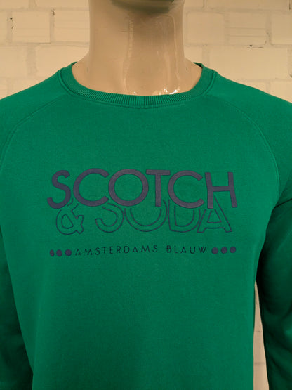 Scotch & Soda trui. Groen met opdruk. Maat L.