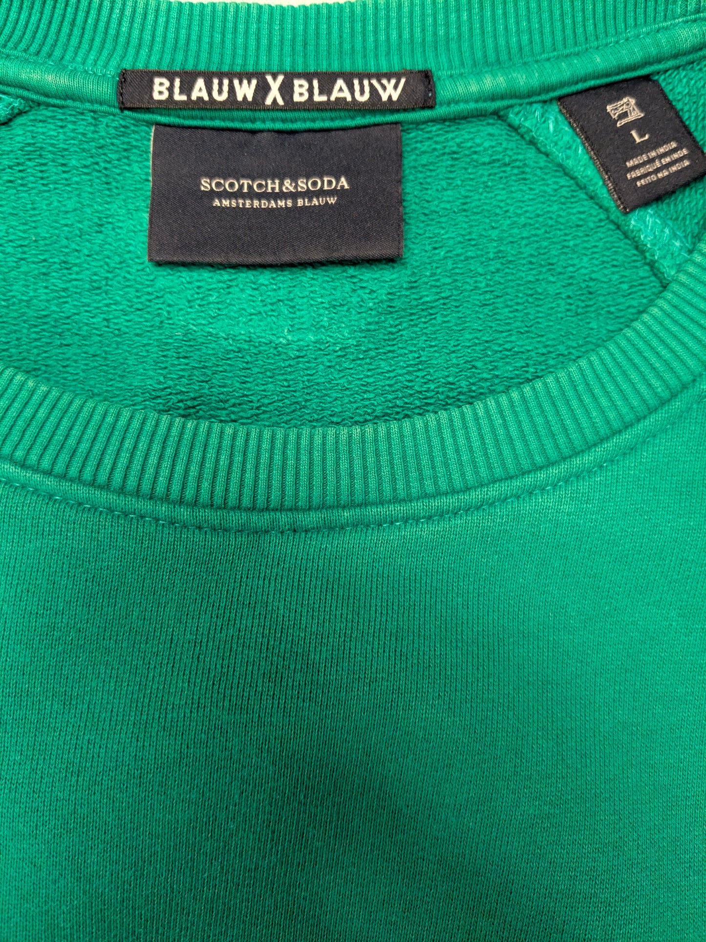 Scotch & Soda trui. Groen met opdruk. Maat L.