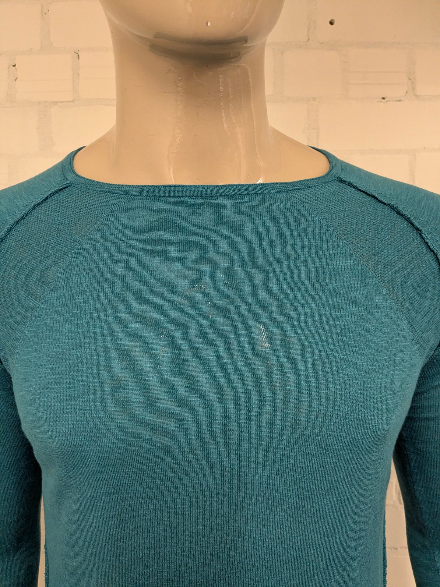 Cast Iron dunne trui. Groen-Blauw gekleurd. Maat S.