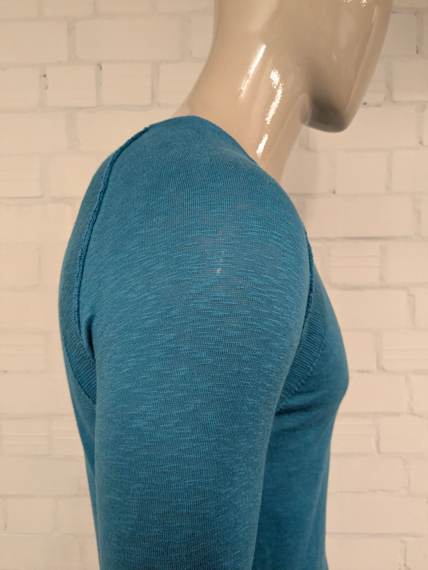 Cast Iron dunne trui. Groen-Blauw gekleurd. Maat S.