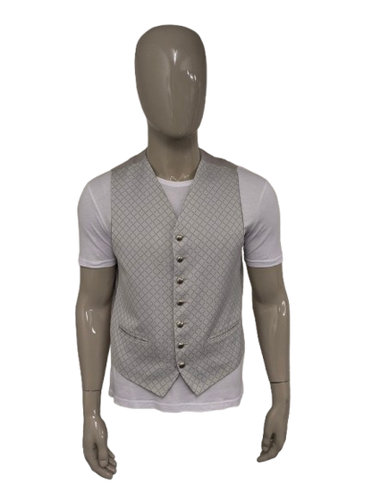Pronuptia gilet. Grijs motief. Maat L.