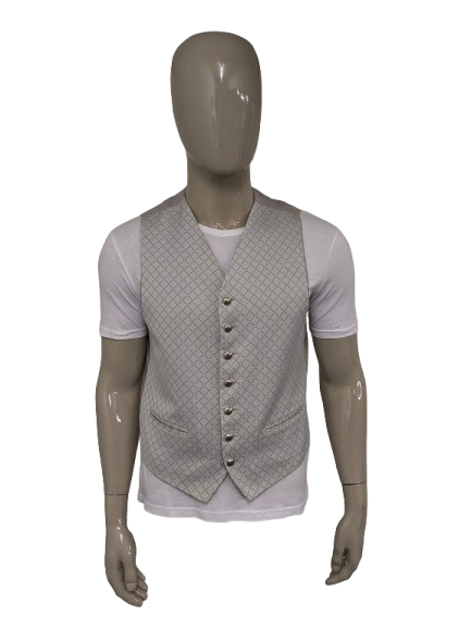 Pronuptia gilet. Grijs motief. Maat L.