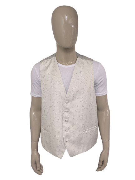 Cristo gilet. Beige Licht glanzend motief. Maat 3XL / XXXL.