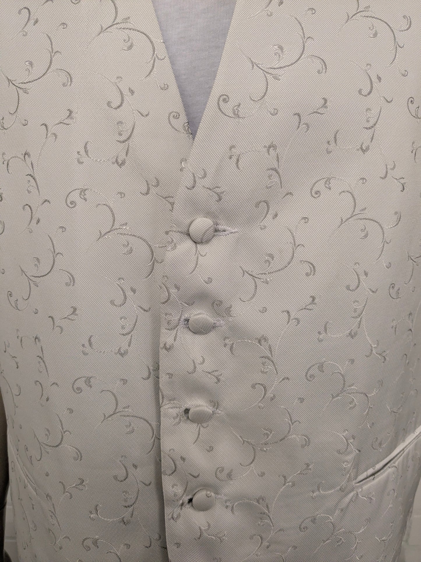 Cristo gilet. Beige Licht glanzend motief. Maat 3XL / XXXL.