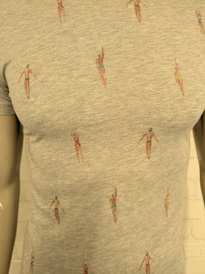 Kultivate shirt. Grijs gemêleerd met duikers print. Maat XL.