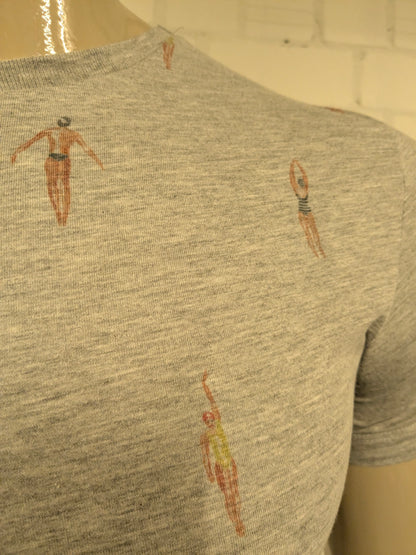 Kultivate shirt. Grijs gemêleerd met duikers print. Maat XL.