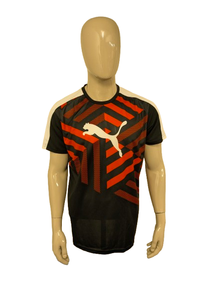 Puma "Evo TRG"sport shit. Rood Wit Zwarte print. Maat XL.