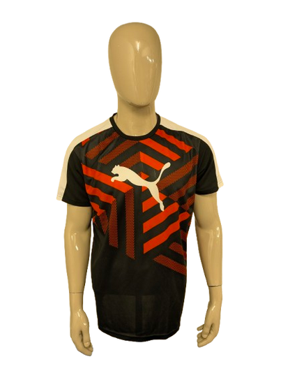 Puma "Evo TRG"sport shit. Rood Wit Zwarte print. Maat XL.