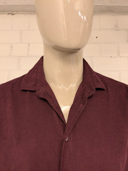 Mr. Marvis rib overhemd. Fijne rib. Bordeaux gekleurd. Maat 2XL / XXL.