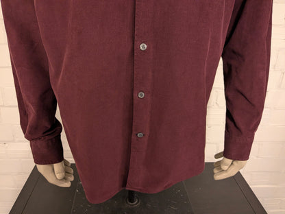 Mr. Marvis rib overhemd. Fijne rib. Bordeaux gekleurd. Maat 2XL / XXL.