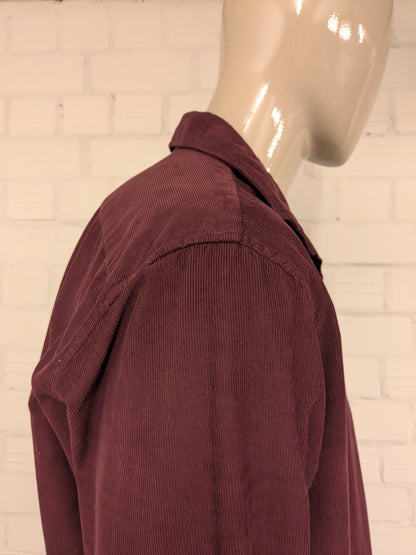 Mr. Marvis rib overhemd. Fijne rib. Bordeaux gekleurd. Maat 2XL / XXL.