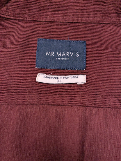 Mr. Marvis rib overhemd. Fijne rib. Bordeaux gekleurd. Maat 2XL / XXL.