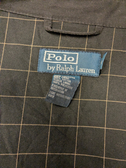 Leicht gefütterte Vintage-Jacke von Polo Ralph Lauren. Schwarz gefärbt. Größe (XL) 3XL / XXXL.