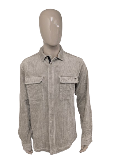 No Excess rib overhemd. dikke rib. Beige gekleurd. Maat XL. stretch.