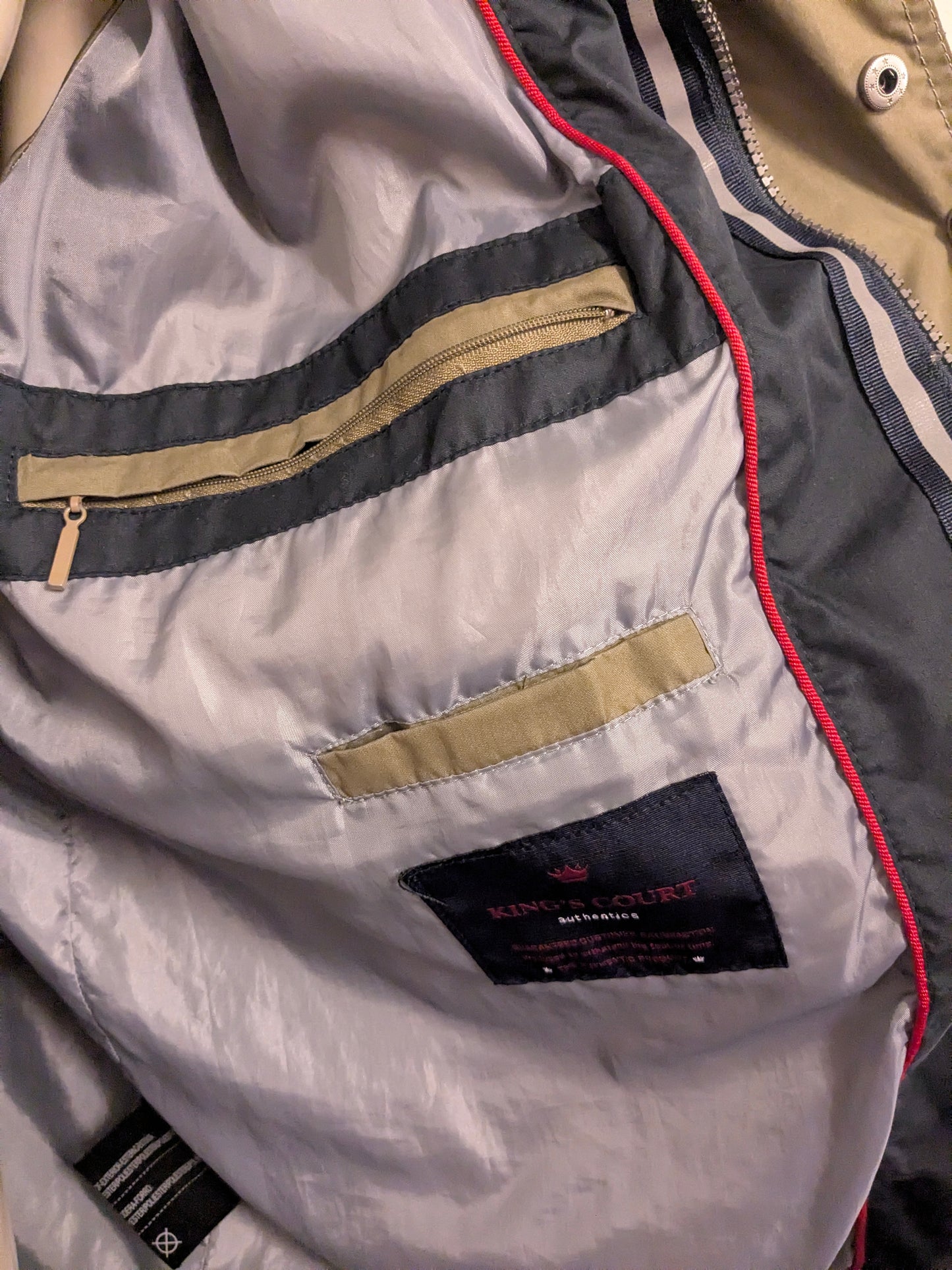 King's Court summer jacket with hidden hood. Green Blue colored. Size L.