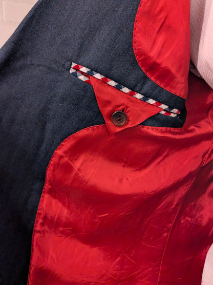 Suitsupply Reda Wollen colbert. Donker Blauw motief. Maat 54 / L.