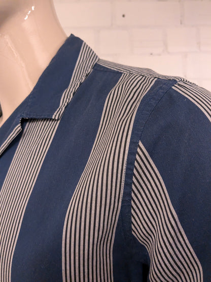 NEXT Resort Leisure overhemd korte  mouw. Grijs Blauw gestreept. Maat L. slim fit.