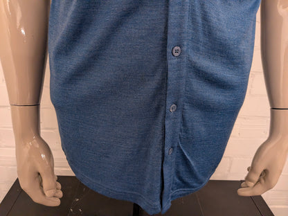 Camicia Joe Merino in lana merino a manica corta. Blu misto. Taglia L (2XL).