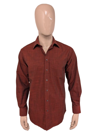 Vintage CANDA overhemd. Oranje Zwart motief. Maat L.