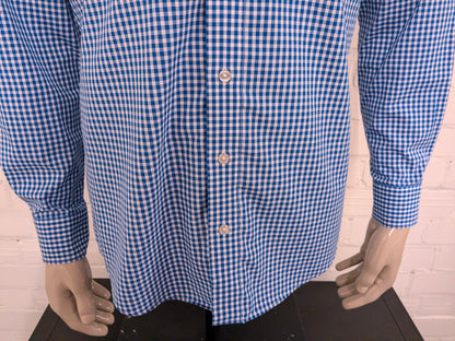 Royal Class overhemd. Blauw Wit geblokt. Maat L. slim fit.