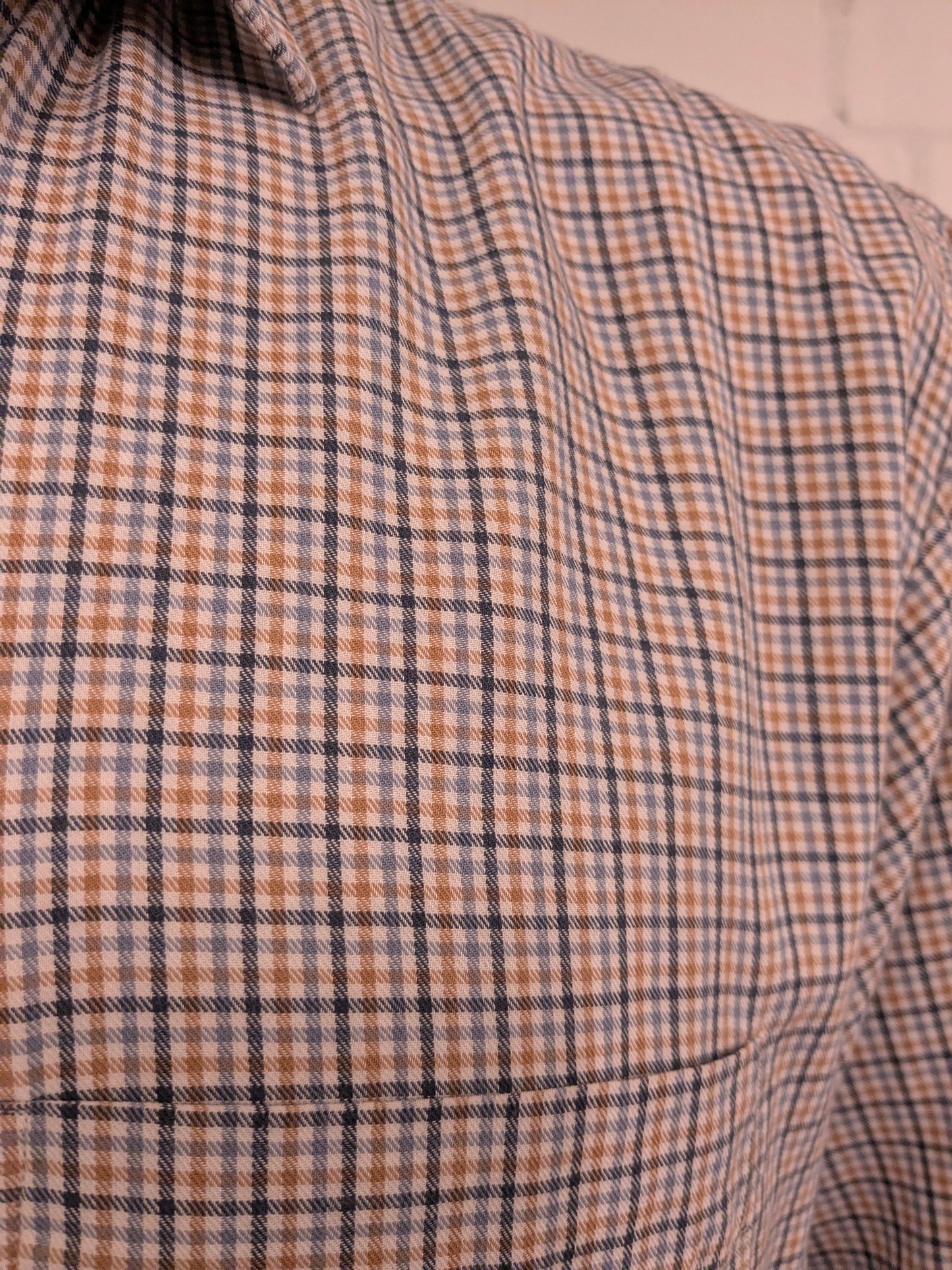 F.G. van den Heuvel overhemd. Bruin Grijs Zwart geruit. Maat 2XL / XXL.