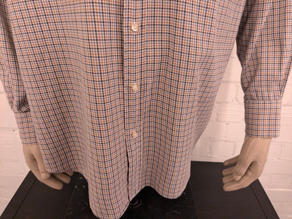 F.G. van den Heuvel overhemd. Bruin Grijs Zwart geruit. Maat 2XL / XXL.