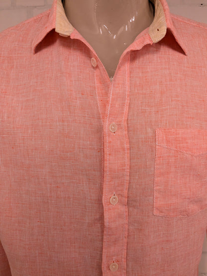 Star Clippers Linnen overhemd. Roze Wit gemêleerd. Maat XL.