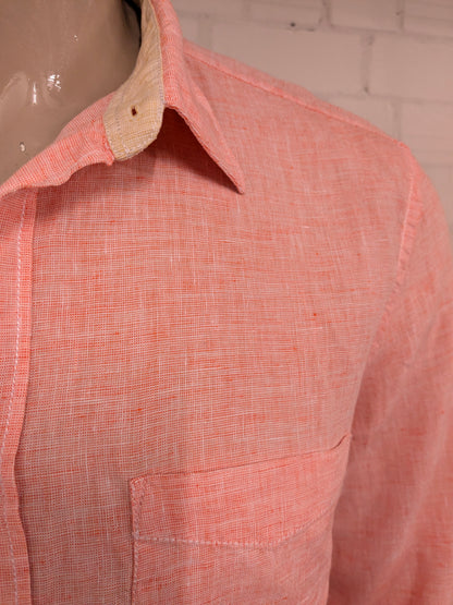 Star Clippers Linnen overhemd. Roze Wit gemêleerd. Maat XL.